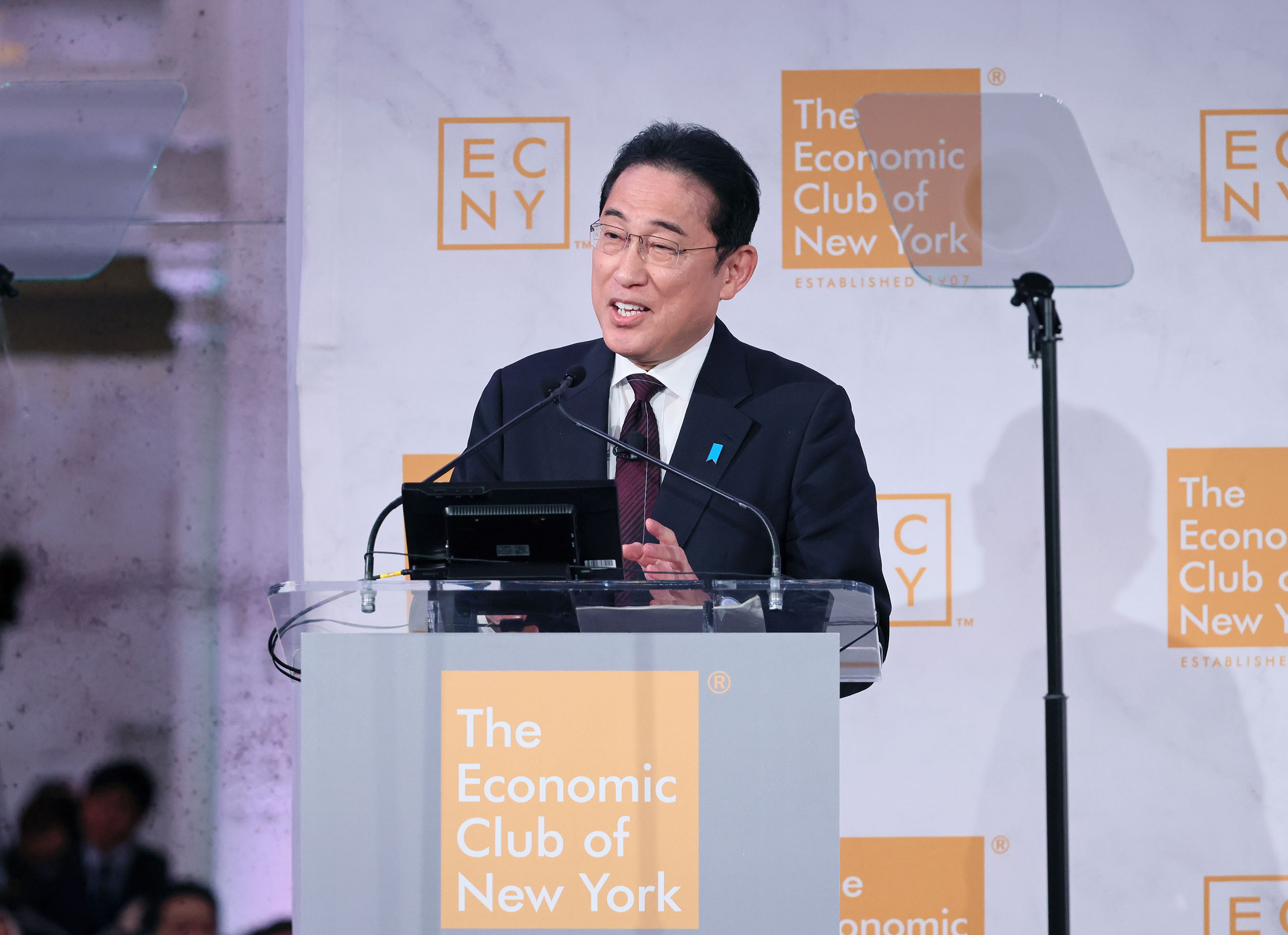ニューヨーク経済クラブ主催による講演を行う岸田総理５